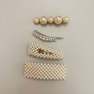 Pearl Cluster Hair Clip Set - Ivory